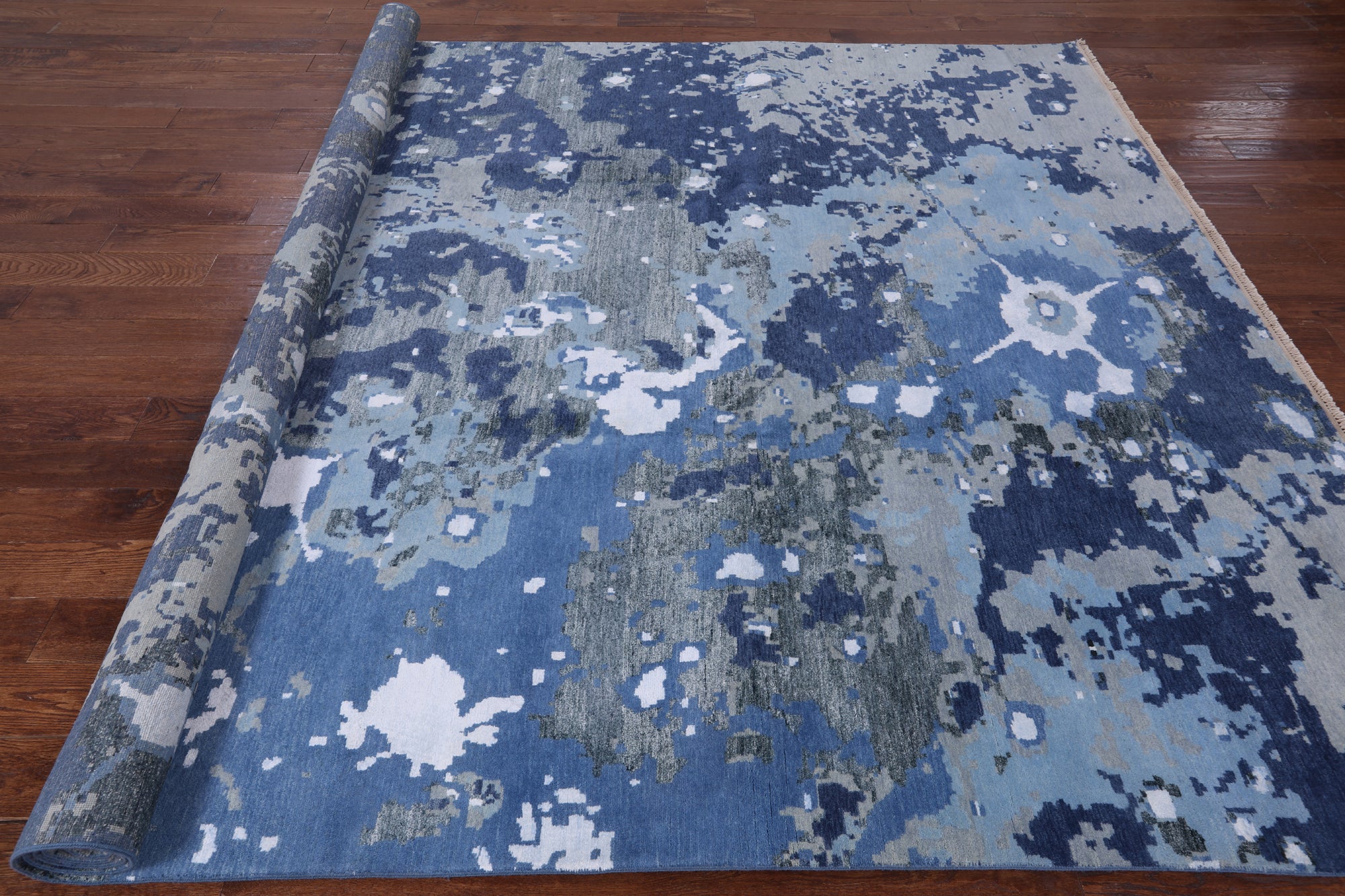 Modern Handmade Wool & Silk Rug - 9' 1" X 12' 1" - Golden Nile