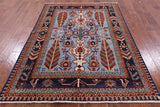 Blue Fine Serapi Hand Knotted Area Rug - 5' 0" X 6' 11" - Golden Nile