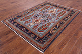 Blue Fine Serapi Hand Knotted Area Rug - 5' 0" X 6' 11" - Golden Nile