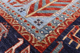 Blue Fine Serapi Hand Knotted Area Rug - 5' 0" X 6' 11" - Golden Nile