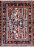 Blue Fine Serapi Hand Knotted Area Rug - 5' 0" X 6' 11" - Golden Nile