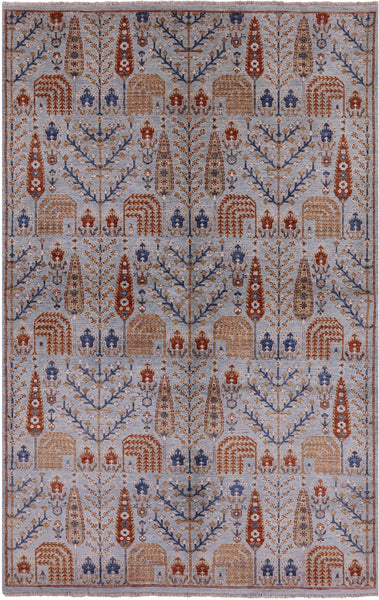 Blue Persian Ziegler Handmade Wool Rug - 6' 0" X 9' 4" - Golden Nile