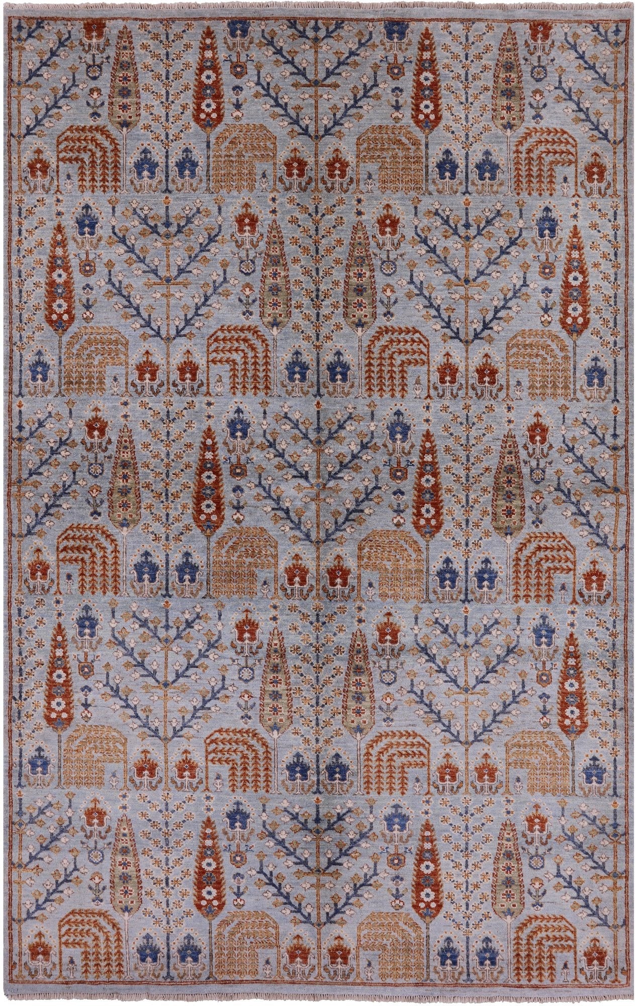 Blue Persian Ziegler Handmade Wool Rug - 6' 0" X 9' 4" - Golden Nile