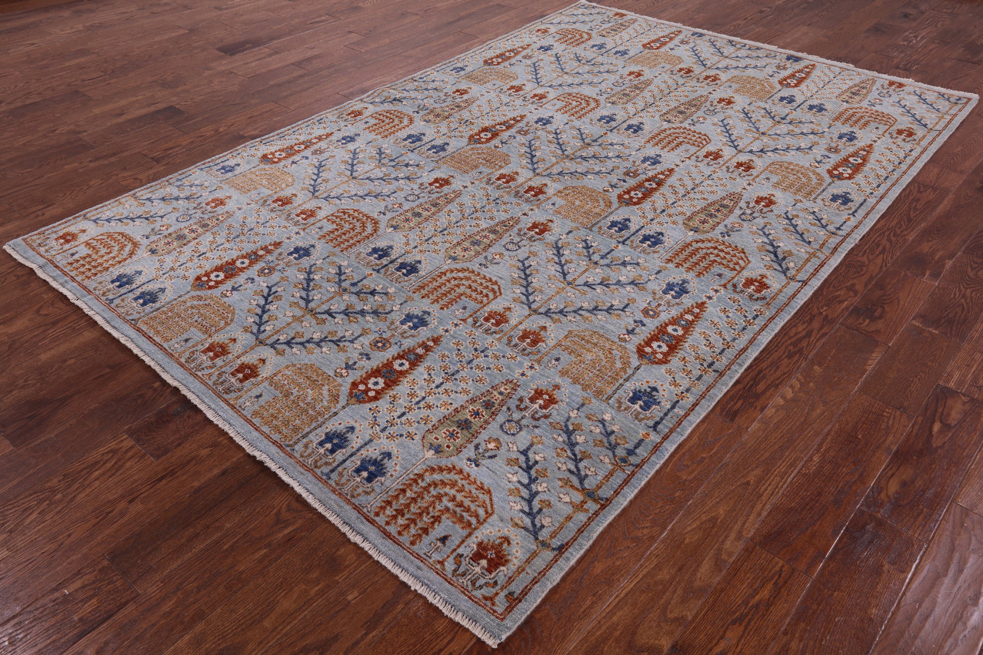 Blue Persian Ziegler Handmade Wool Rug - 6' 0" X 9' 4" - Golden Nile