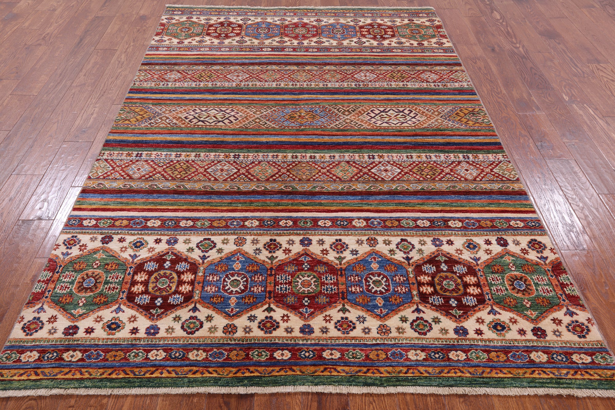 Tribal Khorjin Persian Gabbeh Handmade Area Rug - 5' 8" X 8' 0" - Golden Nile
