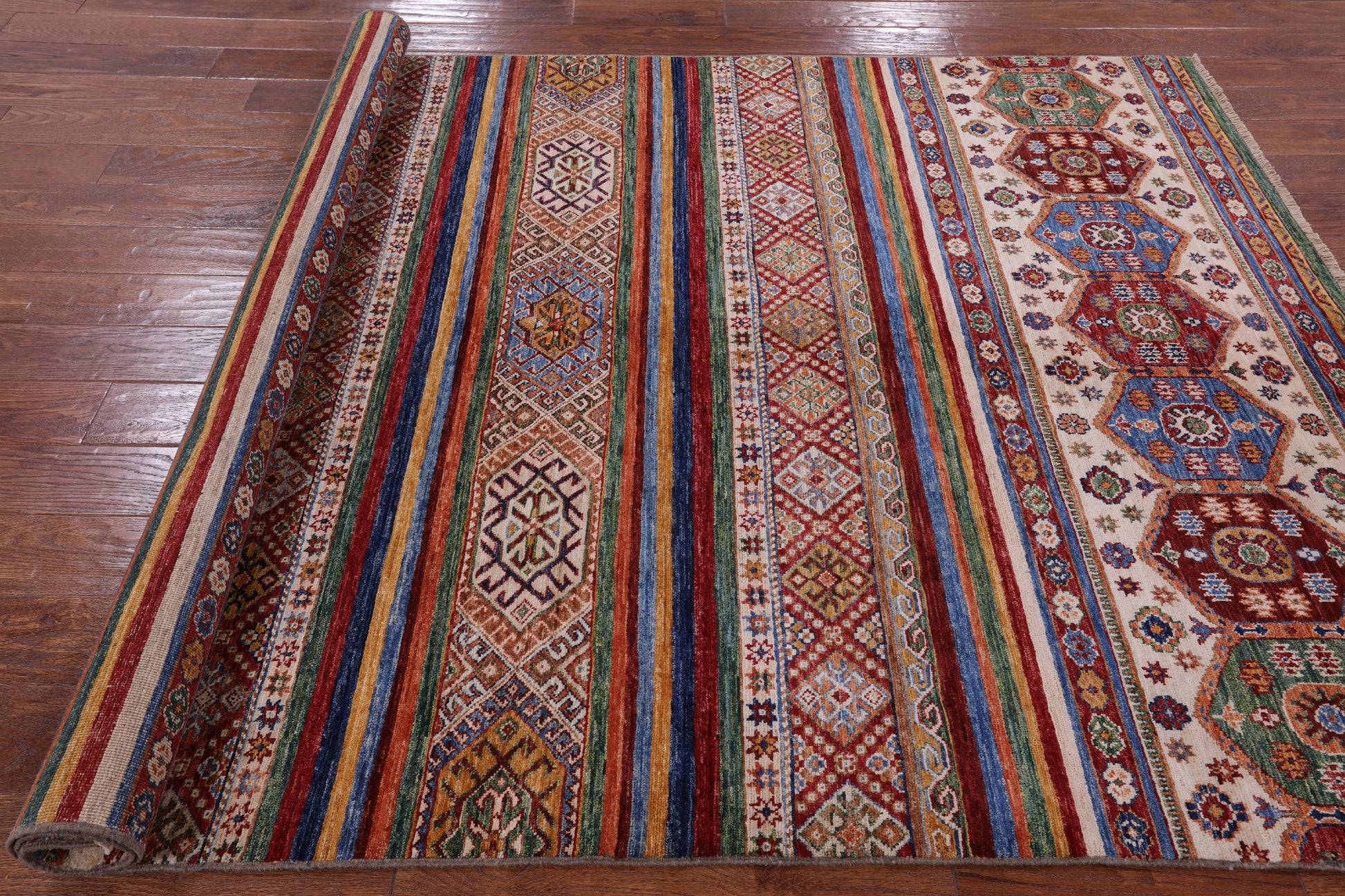 Tribal Khorjin Persian Gabbeh Handmade Area Rug - 5' 8" X 8' 0" - Golden Nile