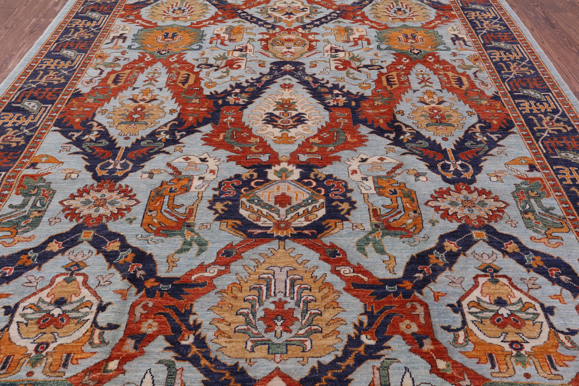 Blue Fine Serapi Handmade Area Rug - 8' 2" X 10' 2" - Golden Nile