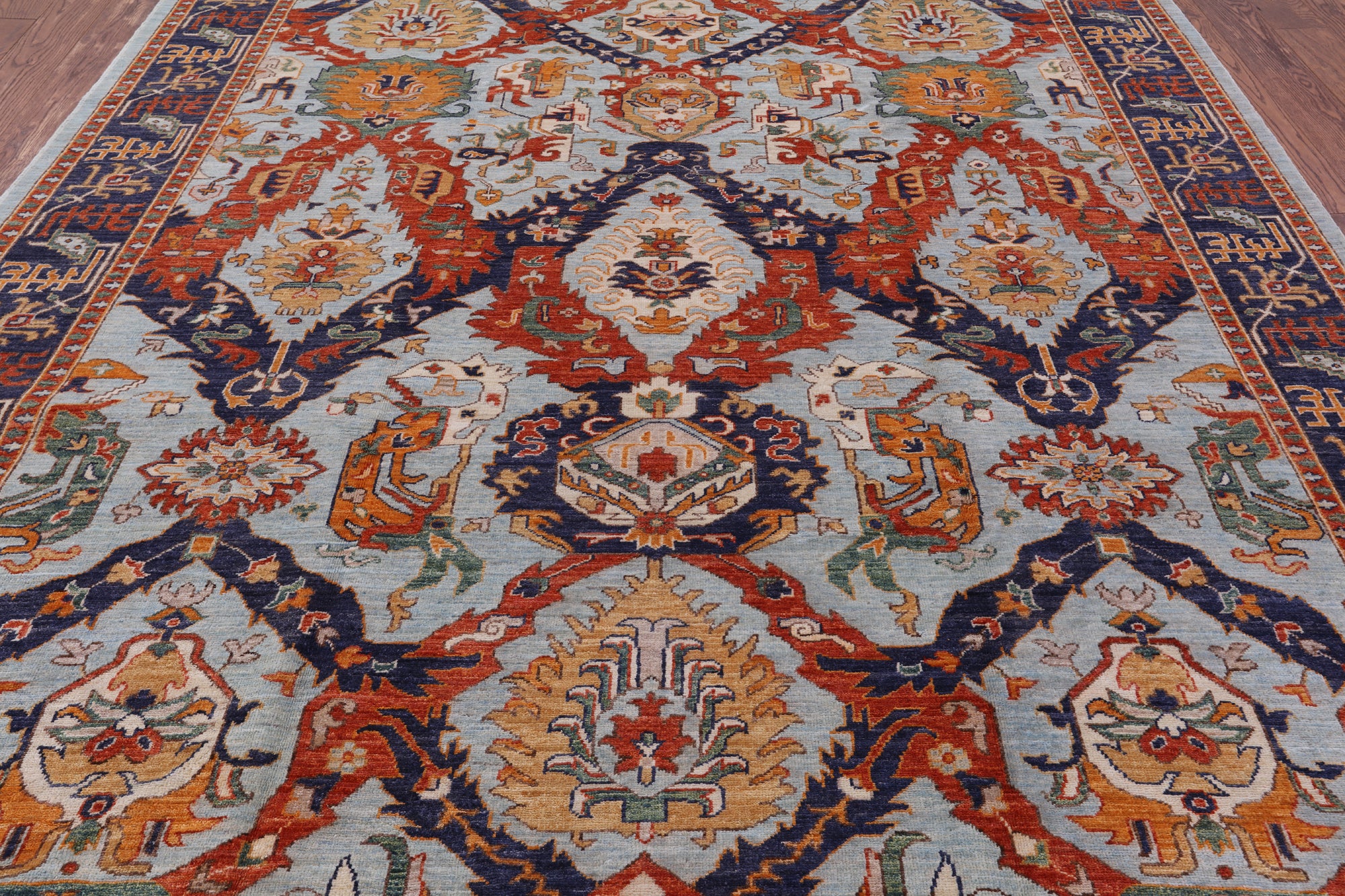 Blue Fine Serapi Handmade Area Rug - 8' 2" X 10' 2" - Golden Nile