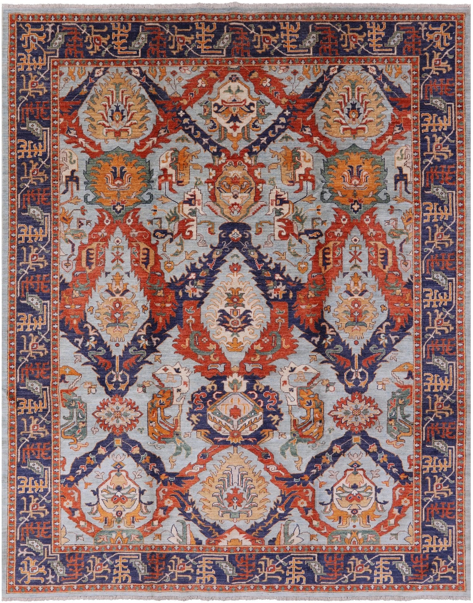 Blue Fine Serapi Handmade Area Rug - 8' 2" X 10' 2" - Golden Nile