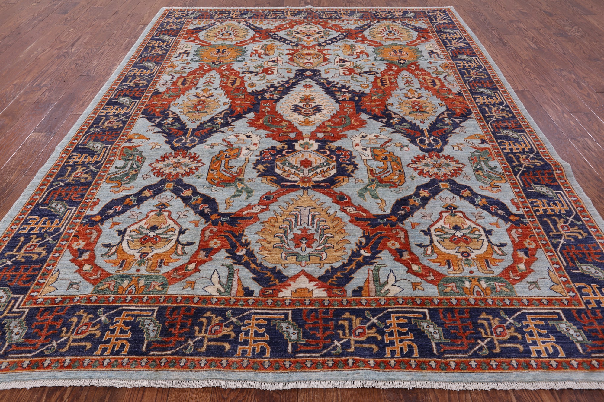 Blue Fine Serapi Handmade Area Rug - 8' 2" X 10' 2" - Golden Nile
