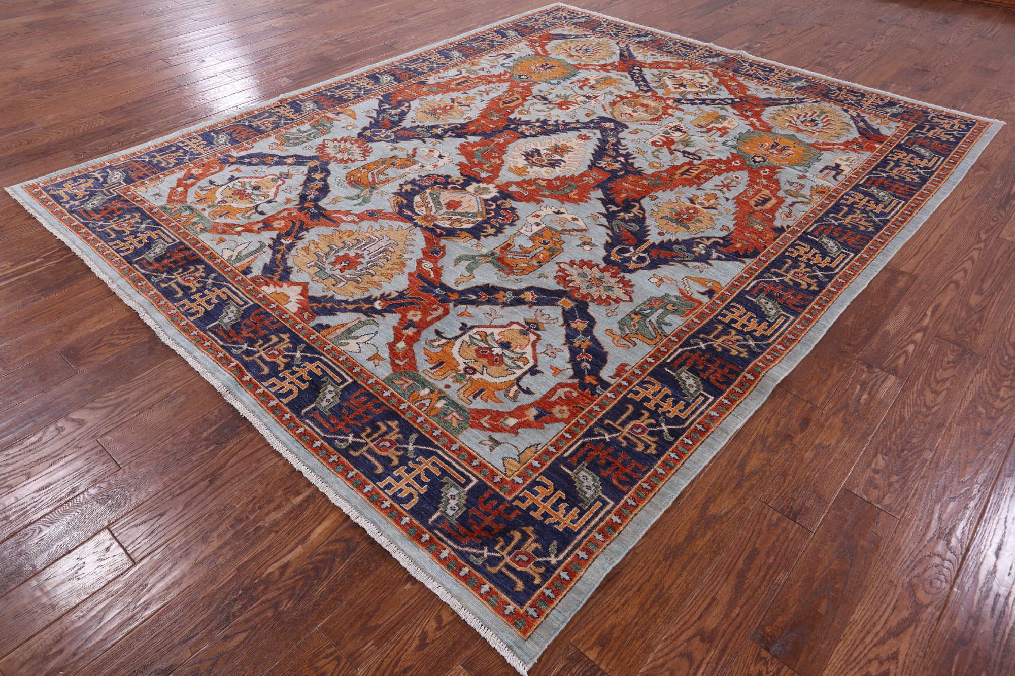 Blue Fine Serapi Handmade Area Rug - 8' 2" X 10' 2" - Golden Nile