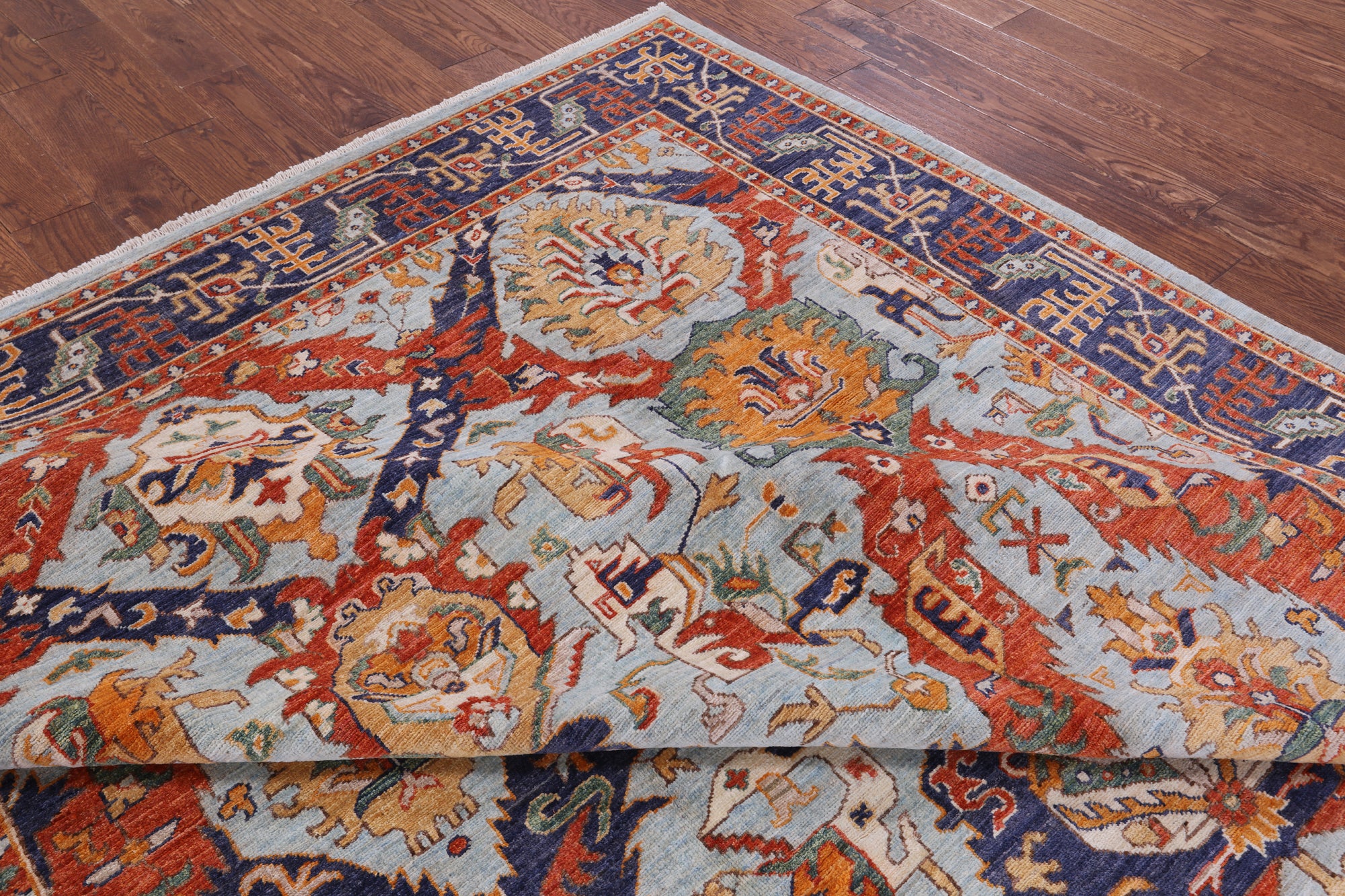 Blue Fine Serapi Handmade Area Rug - 8' 2" X 10' 2" - Golden Nile