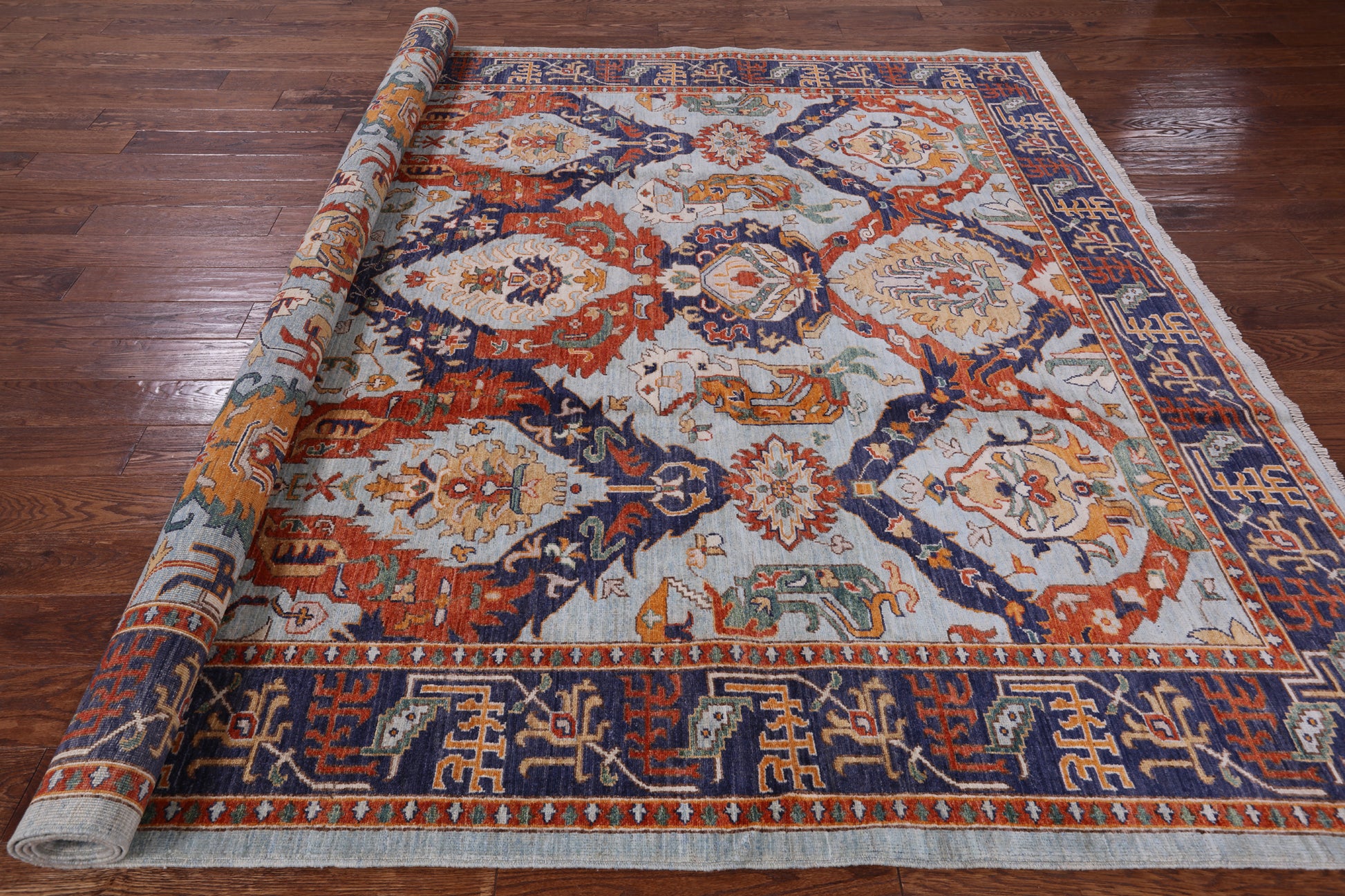 Blue Fine Serapi Handmade Area Rug - 8' 2" X 10' 2" - Golden Nile