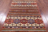 Tribal Khorjin Persian Gabbeh Hand Knotted Area Rug - 4' 1" X 5' 6" - Golden Nile