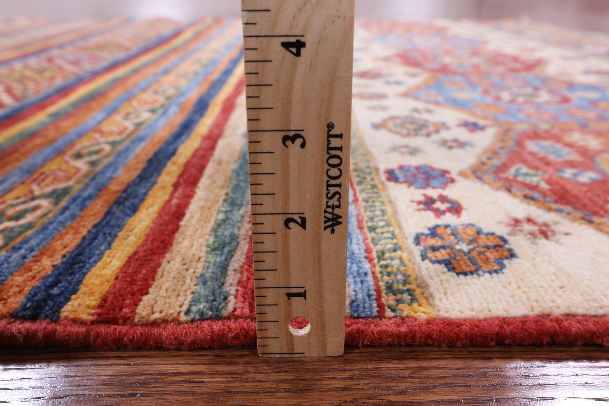 Tribal Khorjin Persian Gabbeh Hand Knotted Area Rug - 4' 1" X 5' 6" - Golden Nile