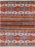 Tribal Khorjin Persian Gabbeh Hand Knotted Area Rug - 4' 1" X 5' 6" - Golden Nile