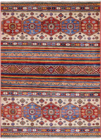 Tribal Khorjin Persian Gabbeh Hand Knotted Area Rug - 4' 1