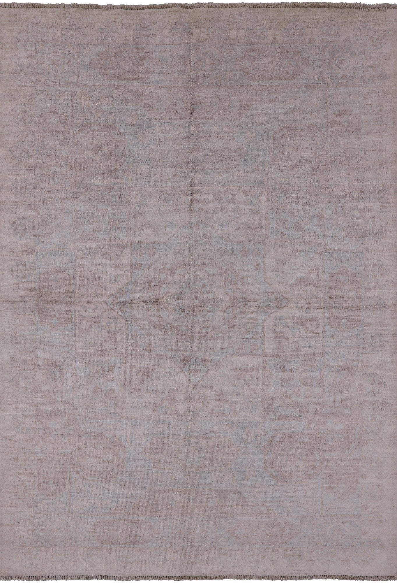 Grey Peshawar White Wash Hand Knotted Area Rug - 4' 10" X 7' 0" - Golden Nile