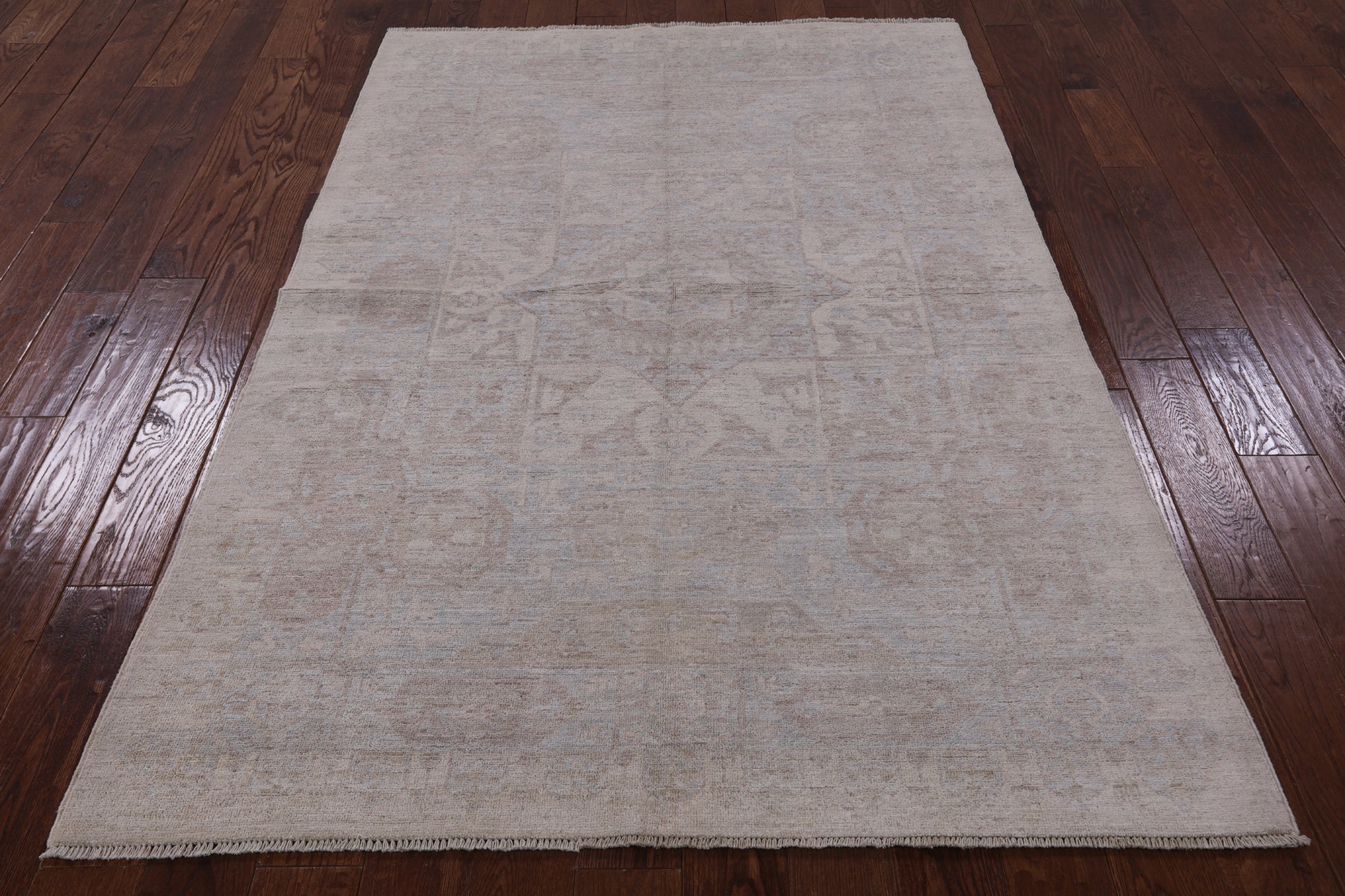 Grey Peshawar White Wash Hand Knotted Area Rug - 4' 10" X 7' 0" - Golden Nile