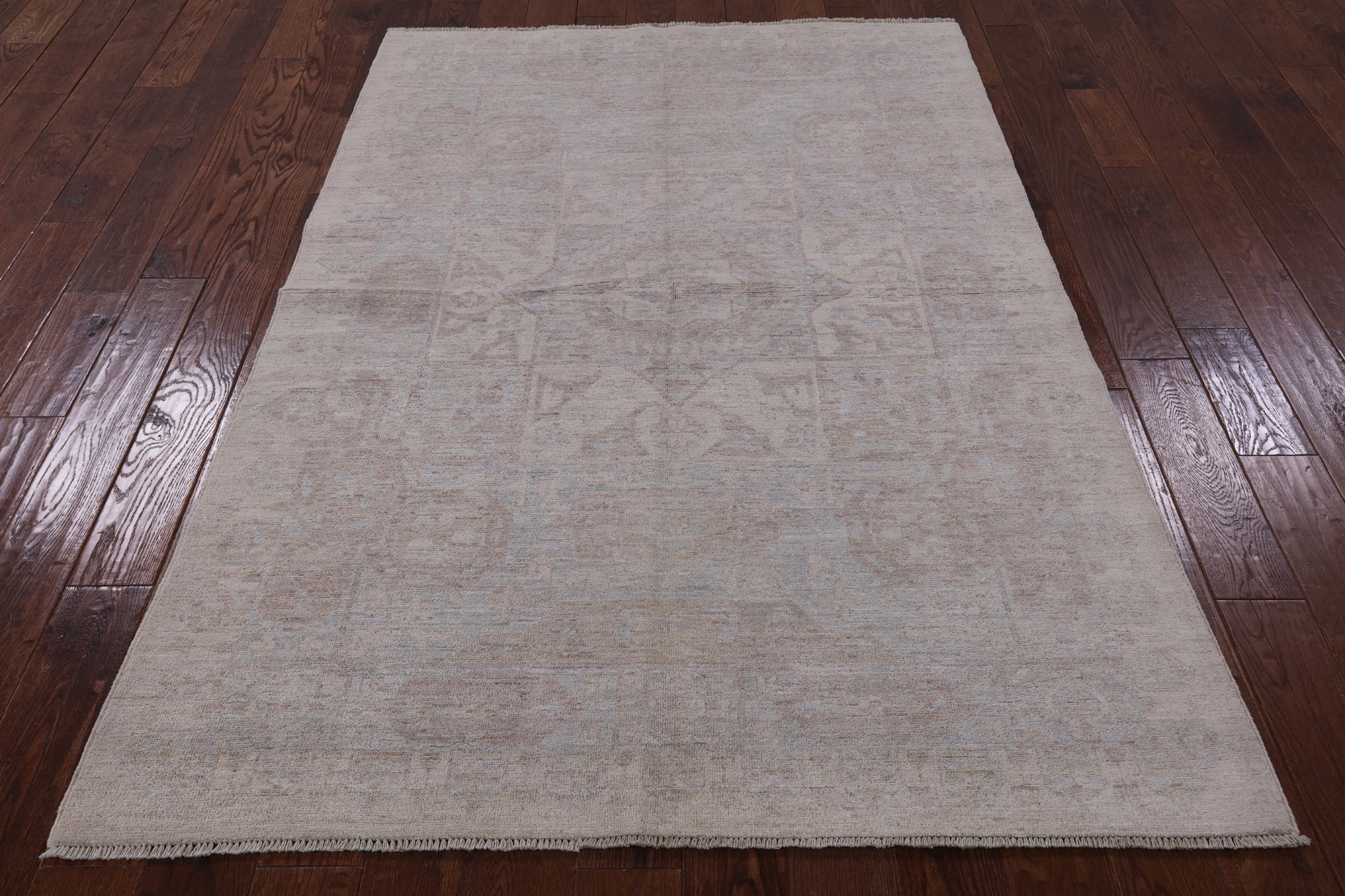 Grey Peshawar White Wash Hand Knotted Area Rug - 4' 10" X 7' 0" - Golden Nile