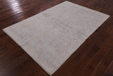 Grey Peshawar White Wash Hand Knotted Area Rug - 4' 10" X 7' 0" - Golden Nile