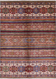 Khorjin Persian Gabbeh Handmade Wool Rug - 5' 10" X 8' 0" - Golden Nile
