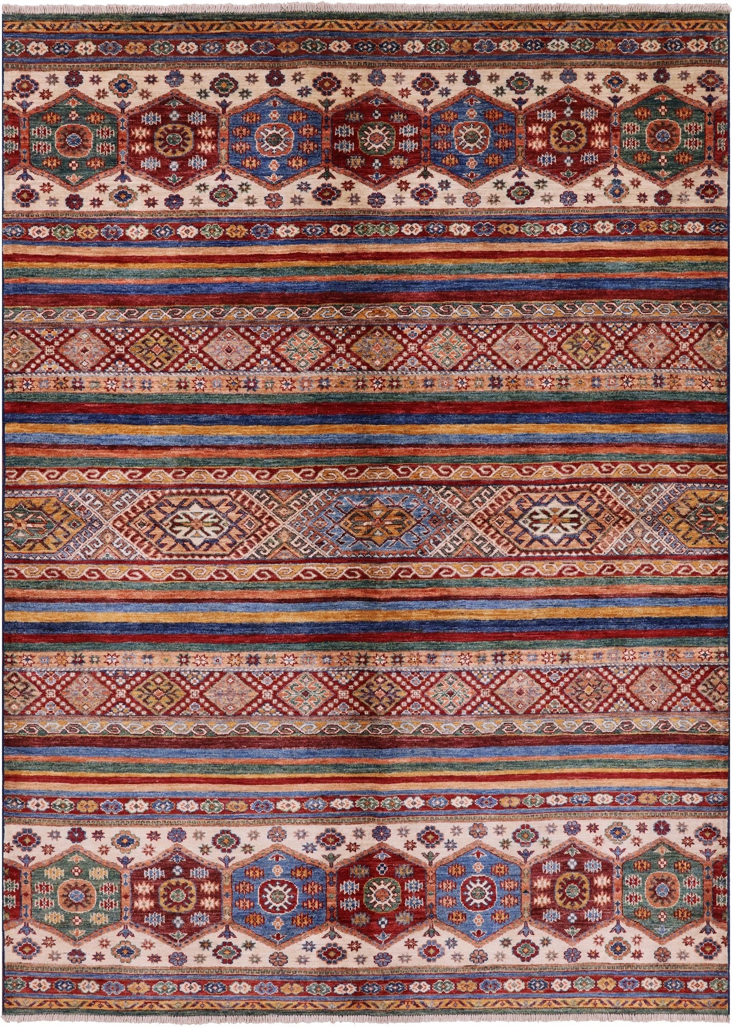 Khorjin Persian Gabbeh Handmade Wool Rug - 5' 10" X 8' 0" - Golden Nile