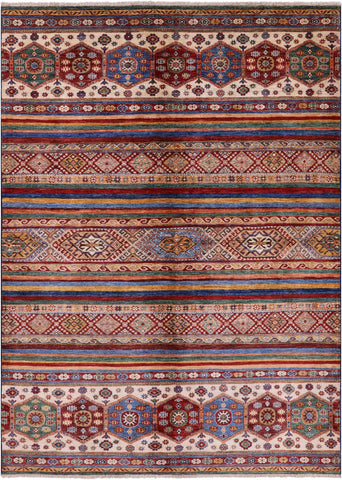 Khorjin Persian Gabbeh Handmade Wool Rug - 5' 10
