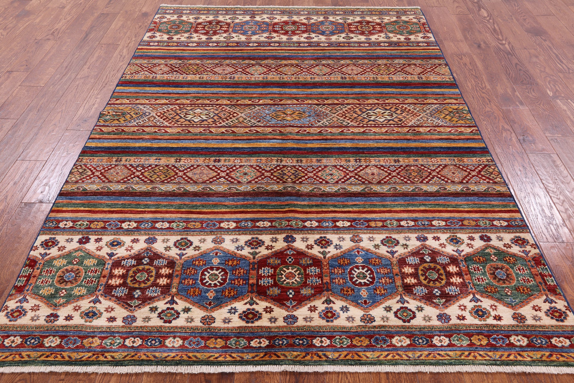 Khorjin Persian Gabbeh Handmade Wool Rug - 5' 10" X 8' 0" - Golden Nile