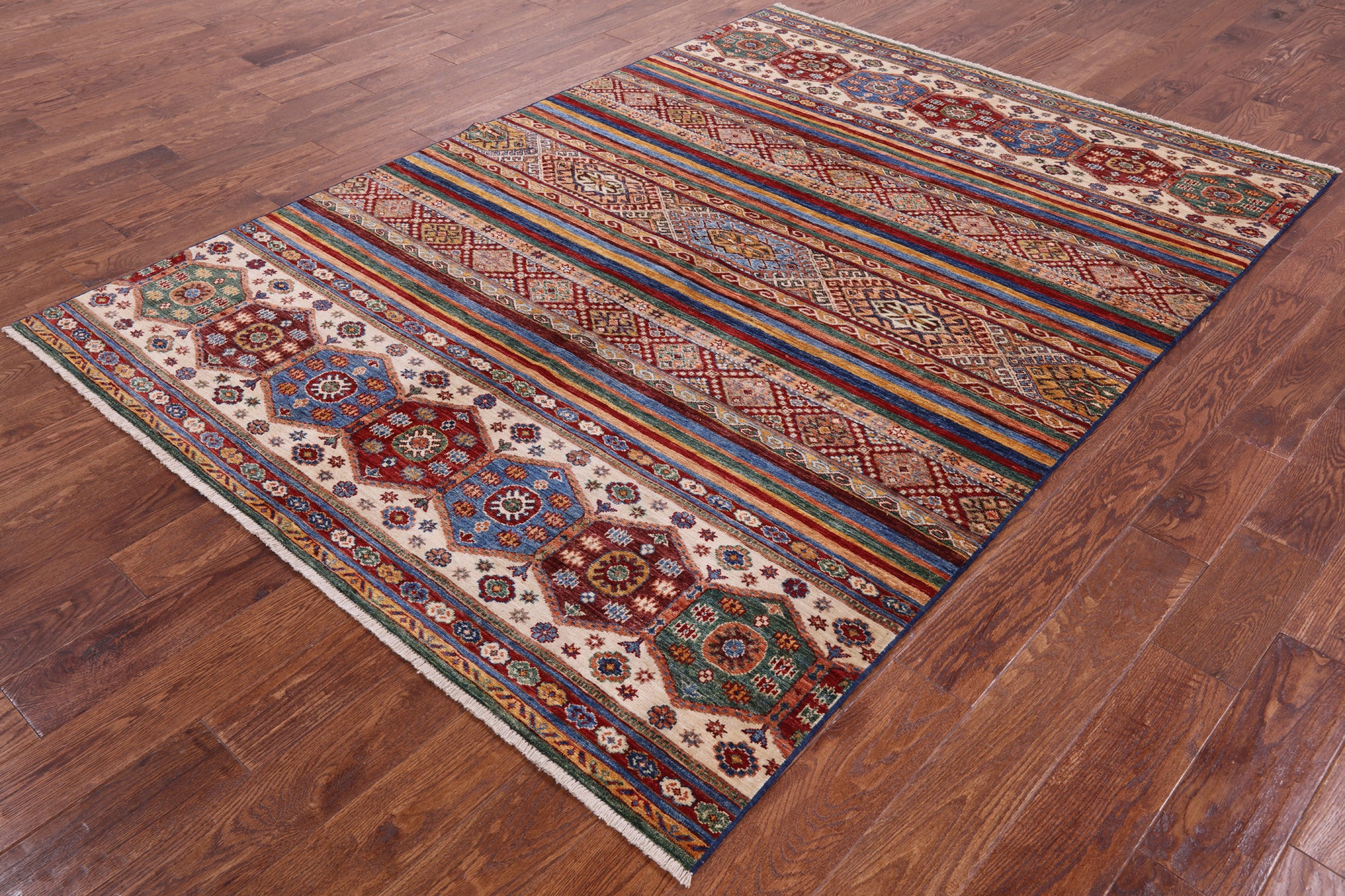 Khorjin Persian Gabbeh Handmade Wool Rug - 5' 10" X 8' 0" - Golden Nile