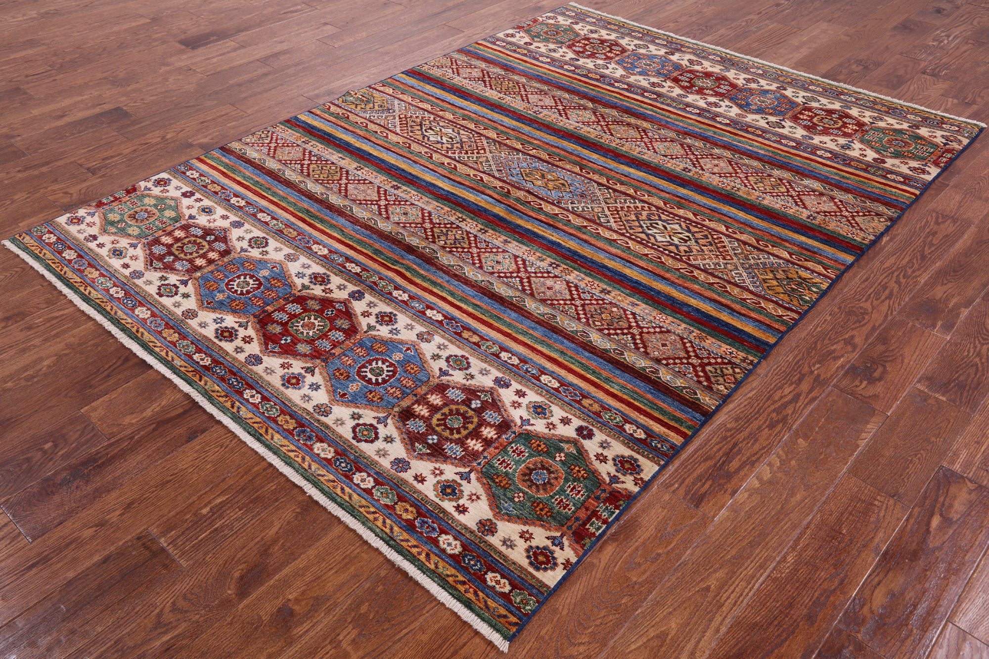 Khorjin Persian Gabbeh Handmade Wool Rug - 5' 10" X 8' 0" - Golden Nile