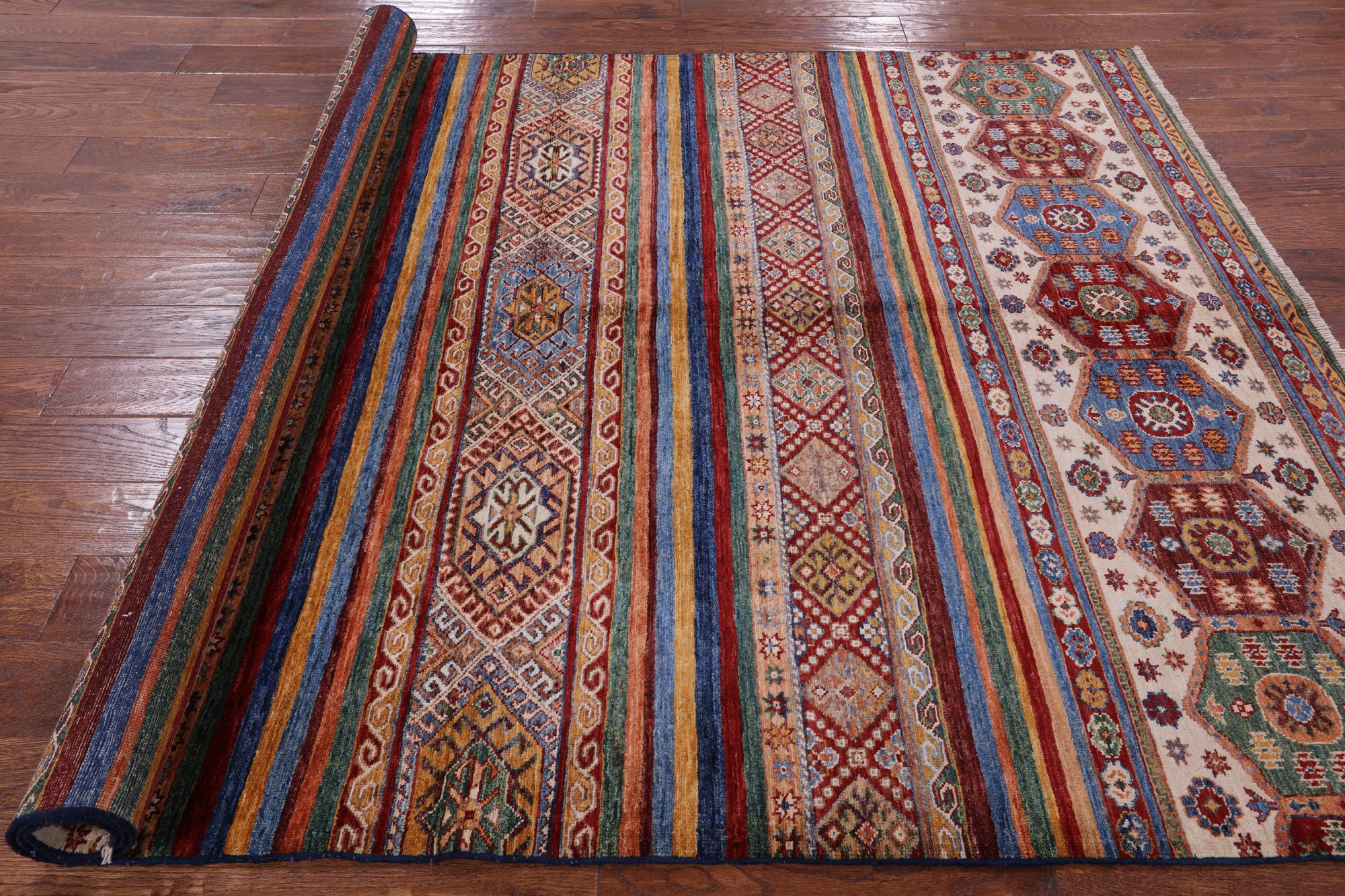 Khorjin Persian Gabbeh Handmade Wool Rug - 5' 10" X 8' 0" - Golden Nile