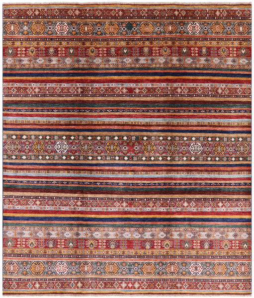 Khorjin Persian Gabbeh Hand Knotted Rug - 8' 3" X 9' 8" - Golden Nile