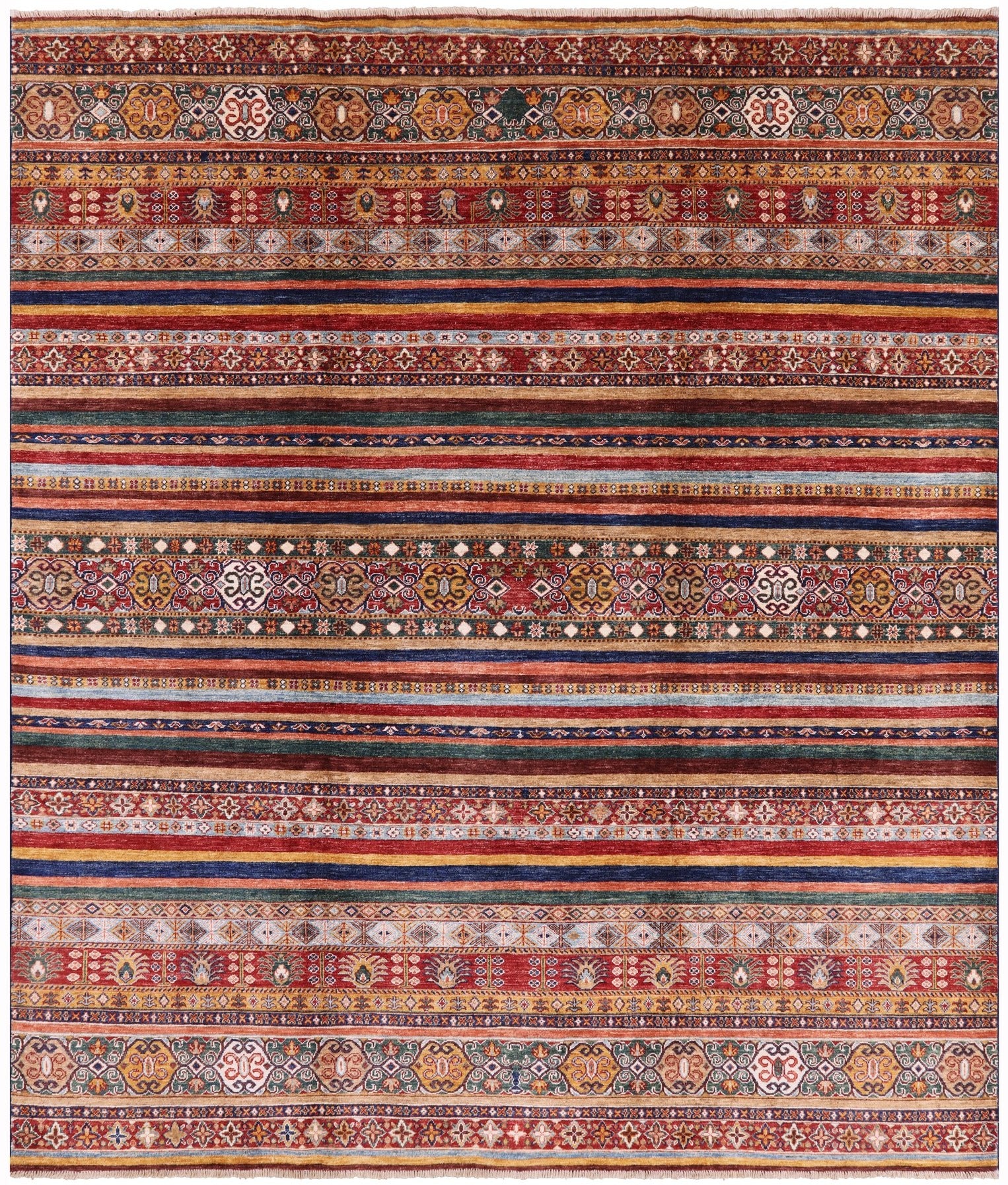 Khorjin Persian Gabbeh Hand Knotted Rug - 8' 3" X 9' 8" - Golden Nile
