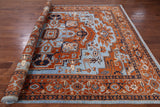 Blue Persian Fine Serapi Handmade Wool Area Rug - 9' 0" X 12' 0" - Golden Nile