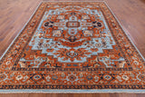 Blue Persian Fine Serapi Handmade Wool Area Rug - 9' 0" X 12' 0" - Golden Nile