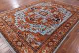 Blue Persian Fine Serapi Handmade Wool Area Rug - 9' 0" X 12' 0" - Golden Nile