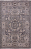 Grey Geometric Persian Mamluk Hand Knotted Wool Rug - 5' 10" X 8' 10" - Golden Nile