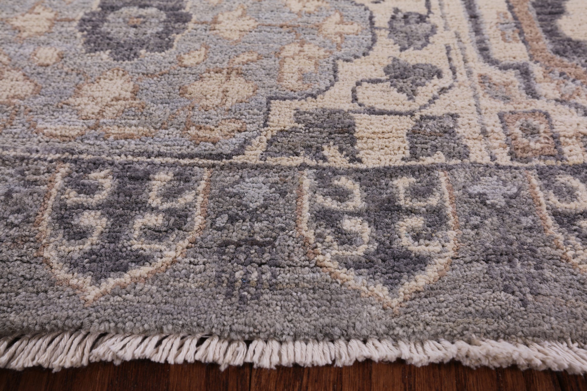 Grey Geometric Persian Mamluk Hand Knotted Wool Rug - 5' 10" X 8' 10" - Golden Nile