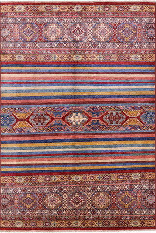 Tribal Khorjin Persian Gabbeh Handmade Wool Rug - 5' 8
