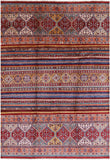Tribal Khorjin Persian Gabbeh Handmade Area Rug - 6' 10" X 9' 9" - Golden Nile