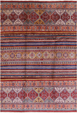 Tribal Khorjin Persian Gabbeh Handmade Area Rug - 6' 10