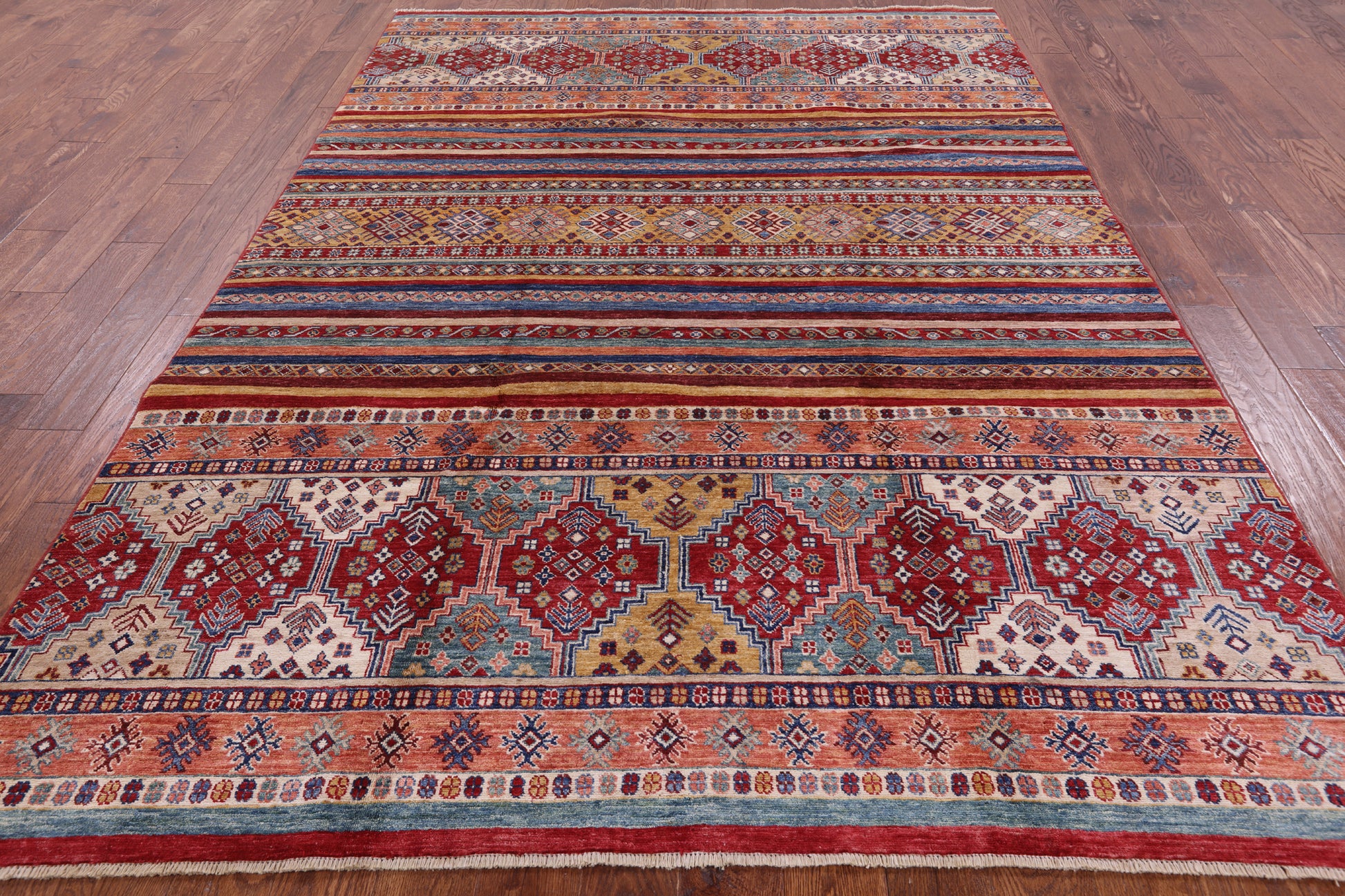 Tribal Khorjin Persian Gabbeh Handmade Area Rug - 6' 10" X 9' 9" - Golden Nile