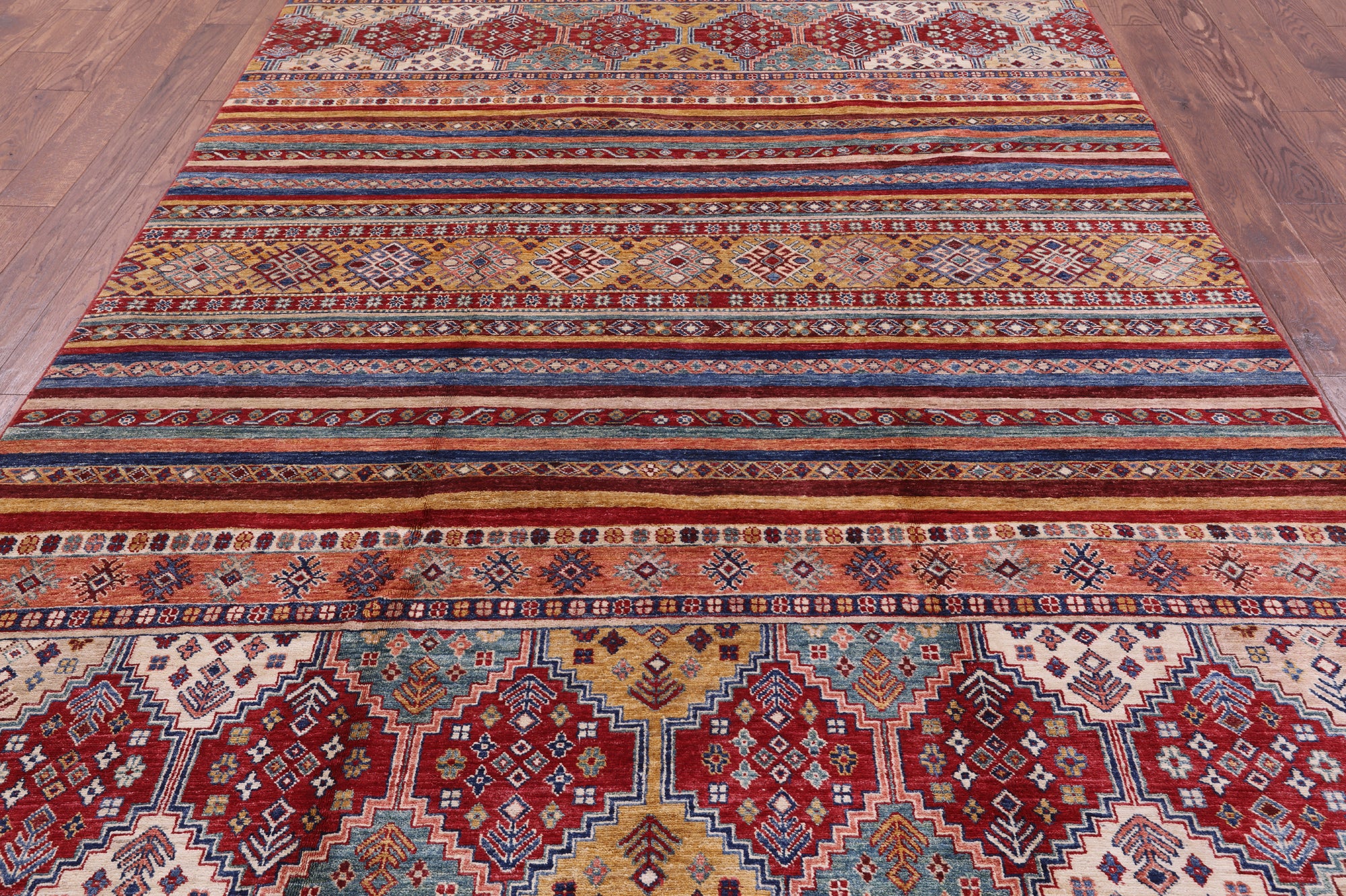 Tribal Khorjin Persian Gabbeh Handmade Area Rug - 6' 10" X 9' 9" - Golden Nile