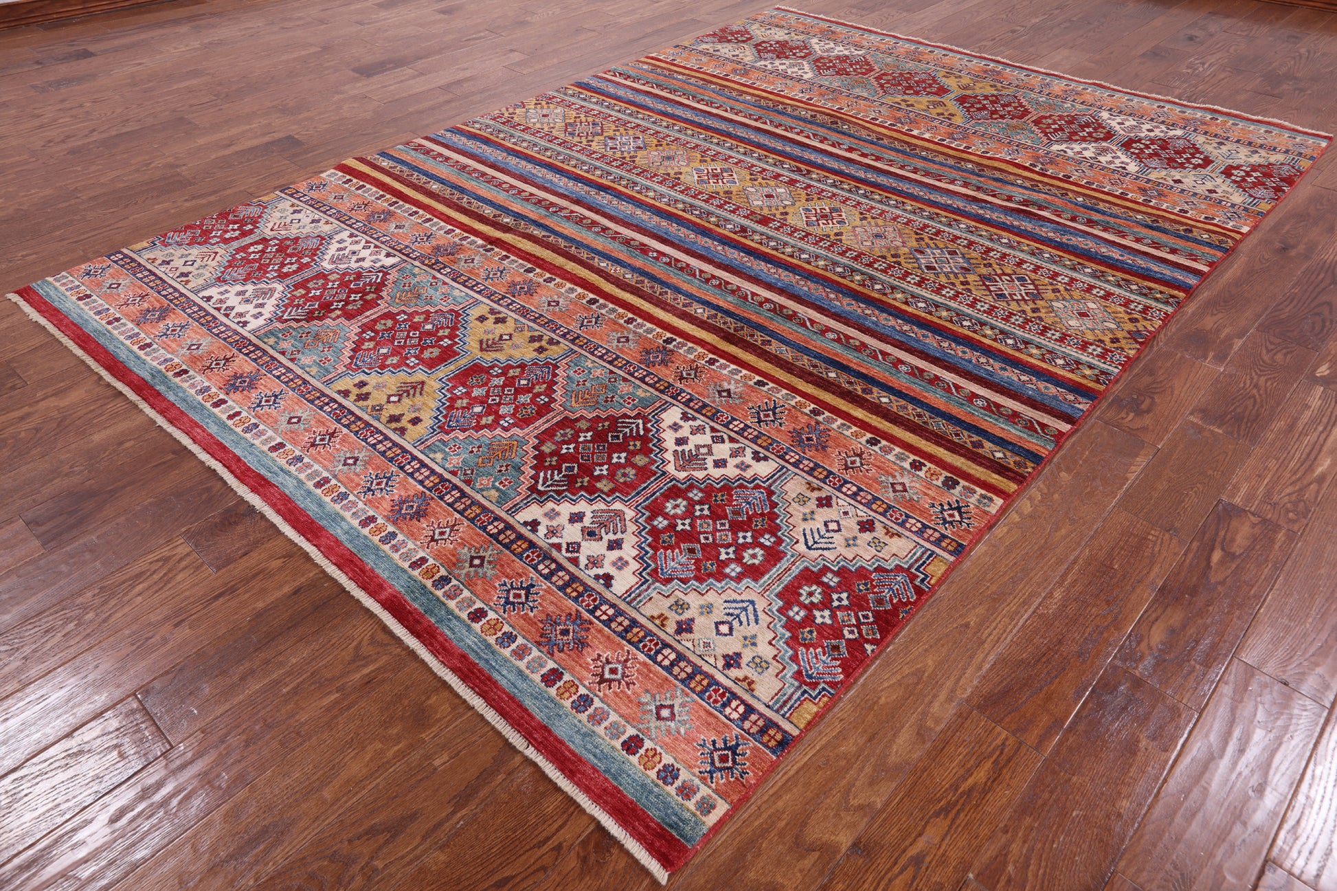 Tribal Khorjin Persian Gabbeh Handmade Area Rug - 6' 10" X 9' 9" - Golden Nile