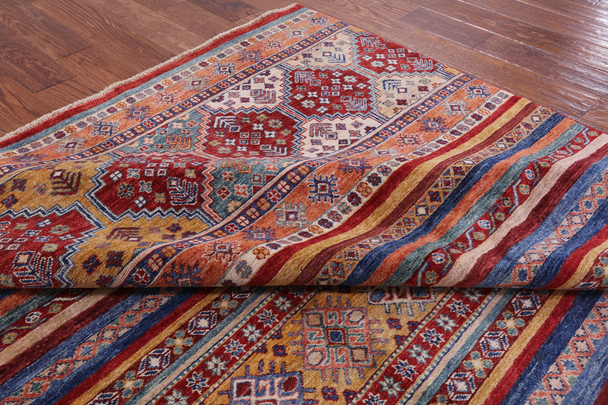 Tribal Khorjin Persian Gabbeh Handmade Area Rug - 6' 10" X 9' 9" - Golden Nile