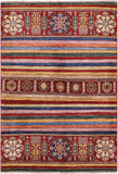 Tribal Khorjin Persian Gabbeh Handmade Area Rug - 4' 2" X 5' 11" - Golden Nile