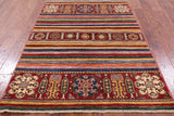Tribal Khorjin Persian Gabbeh Handmade Area Rug - 4' 2" X 5' 11" - Golden Nile