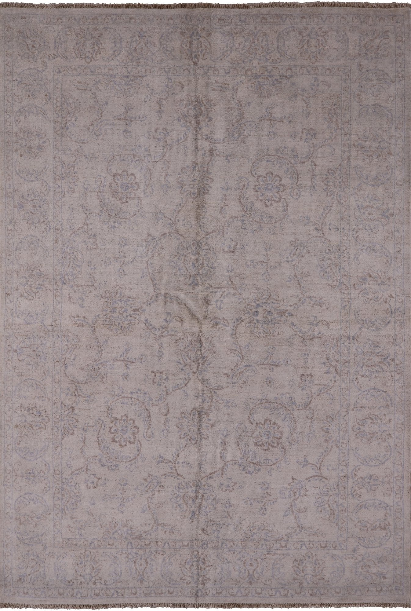 Ivory Peshawar White Wash Handmade Area Rug - 5' 1" X 7' 4" - Golden Nile