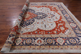 Blue Fine Serapi Handmade Area Rug - 9' 1" X 12' 3" - Golden Nile